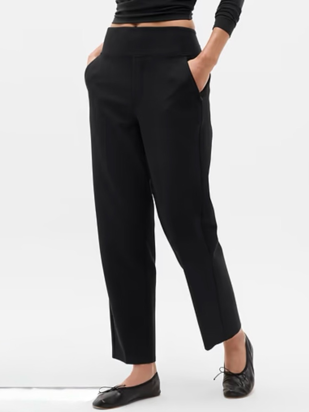 Athleta Endless High Rise Black Tapered Ankle Pants Size 0 EUC